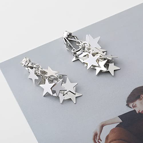 Women's Statement Clip-On Earrings Hypoallergenic Lightweight Clip Earrings - color: silver star