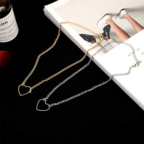 Nipple Ring with Choker Necklaces Stainless Steel Nipple Rings Chain Heart Cat Head Punk Chokers for Women Nipple Barbell Piercing Jewelry - color: Silver-Heart Style