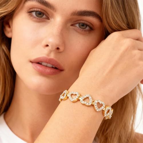 Dainty Bracelet Chain Bracelet Minimalist Jewelry Layering Heart Bracelets Valentines Day Bracelets Gift for Her - color: A3:rhinestone bracelet