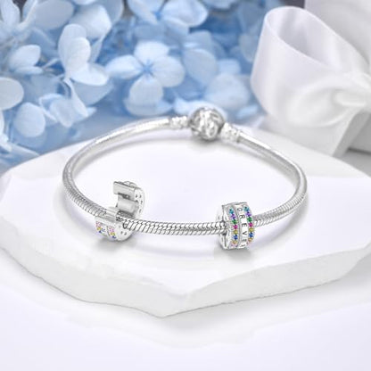 DALARAN Stopper Beads for Bracelets 925 Sterling Silver Clip Spacer Charm Bracelet Stoppers - style: 1Pcs Colorful Charm Stoppers