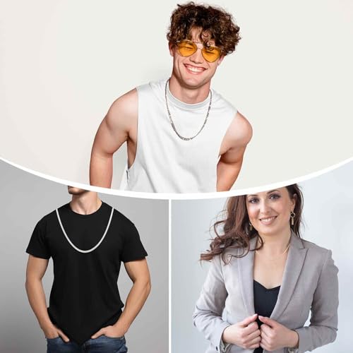 HARFINGTON Herringbone Necklaces Stainless Steel Snake Chain Necklace Adjustable Flat Chain for Jewelry Gift - color: Silver, size: 24" x 0.16"