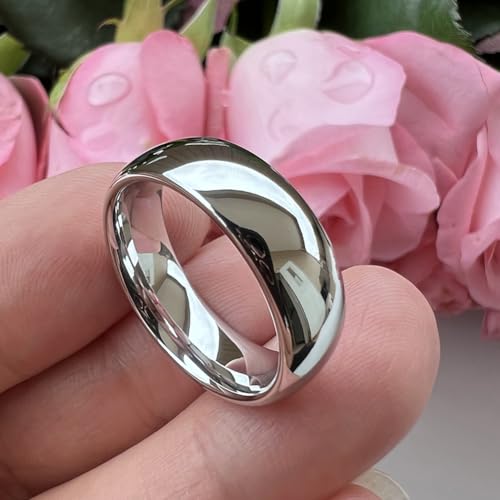TUTISS 2mm 3mm 4mm 5mm 6mm 7mm 8mm 10mm White Tungsten Rings for Men Women Engagement Wedding Bands Domed Polished Shiny Comfort Fit - color: 7mm White Tungsten