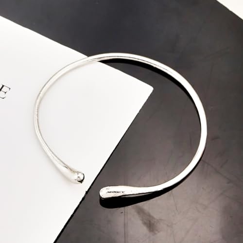 Gold Coil Arm Cuff for Women,Upper Cuff Bracelet Armlet Minimalist Armband Bangle Liquid Lava Chain Open Bangle bracelets for Women - style: Open - Silver