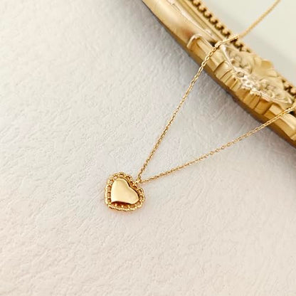 HERIER Cute Heart Necklace Dainty 18k Gold Plated Tiny Heart Pendant Choker Necklaces Small Gold Love Open Heart Chain Necklace for Women Simple Gold Necklace for Women Trendy Jewelry - color: Flower Heart Necklace-Gold