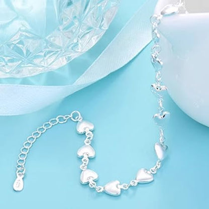925 Sterling Silver Plated Heart Charm Bracelet for Women - Dainty Chain Love Gift Idea - style: Style6