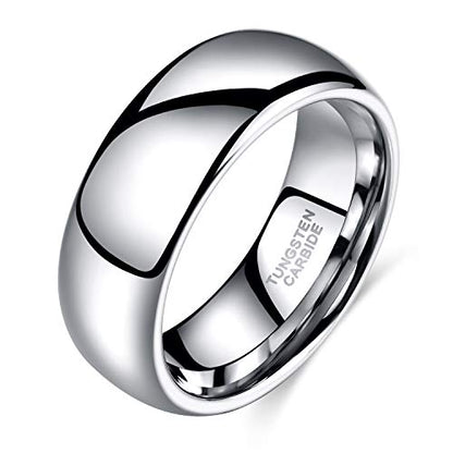 TRUMIUM 2mm 4mm 6mm 8mm Tungsten Wedding Band Ring for Men Women Silver/Rose Gold Plated/Rainbow/Gold Plated Domed High Polish Engagement Promise Rings Comfort Fit 4-15 - color: 8mm silver plated