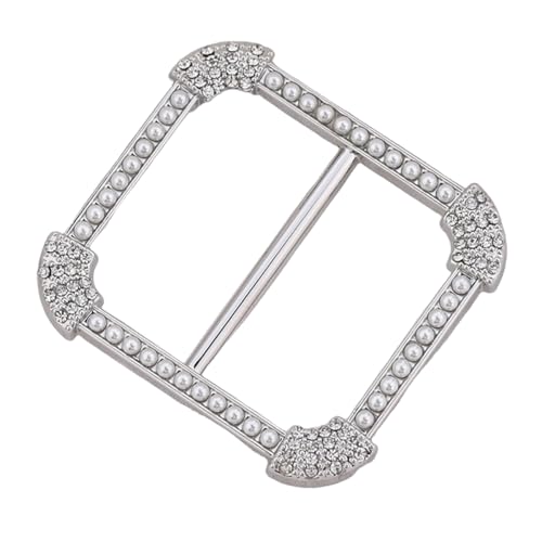 CZ Silk Scarf Square Ring Clip Pin for Women Fashion Crystal Shell Pearls Embellished Shirt Ties Clips Chic Waist Clothes Corner Slide Clasp Pin Dress Accessories Jewelry - color: Silver-Toned