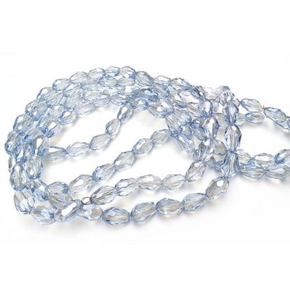 8x12mm Teardrop Glass Beads for Jewelry Making, Vertical Hole Faceted Crystal Prism Beads for Pendants Bracelet Necklace Earring, Light Blue Grey 100pcs - color: Light Blue Grey