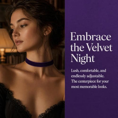 Velvet Choker Necklace for Women Goth Halloween Y2K Ribbon Collar Set - color: Purple-0.6''-20pcs