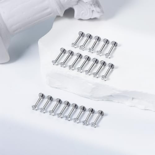 Vsnnsns 16G Lip Rings Stainless Steel Tragus Helix Conch Piercing Jewelry Snake Bite Piercing Monroe Lip Rings Labret Medusa Cartilage Lobe Earrings Studs Piercing Jewelry 6MM 8MM 10MM Silver - color: Clear Cz-8MM