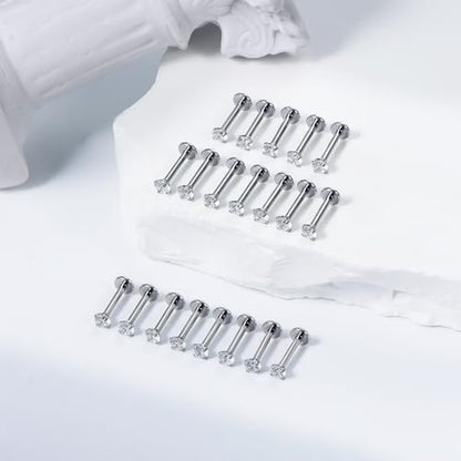 Vsnnsns 16G Lip Rings Stainless Steel Tragus Helix Conch Piercing Jewelry Snake Bite Piercing Monroe Lip Rings Labret Medusa Cartilage Lobe Earrings Studs Piercing Jewelry 6MM 8MM 10MM Silver - color: Clear Cz-6MM