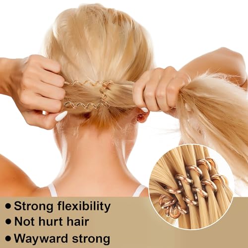 9PCS Spiral Hair Ties for Women, Creaseless and Dent-Free Coil Hair Bands, No Damage Phone Cord Style Hair Elastics for Daily Use, Flexible and Durable Plastic Hair Accessories Light