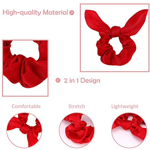 Ondder Hair Scrunchies Set - 15 Pcs Cute Bow Scrunchies, Elastic Hair Ties & Ponytail Holders for Women, Girls & Kids - Red - color: Red