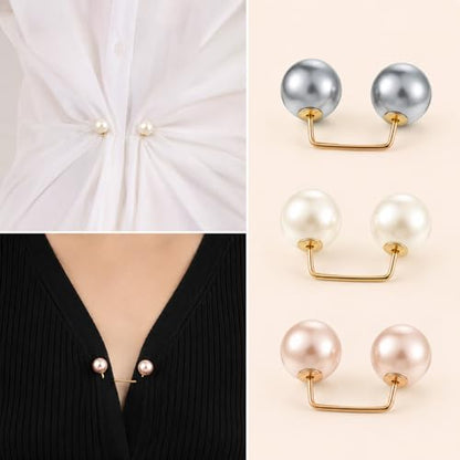 12Pcs Pearl Brooch Pins, Pearl Pin For Clothes, Artificial Faux Pearls Brooch Pearls Safety Decorative Pin, Brooches And Pins For Women Wedding Dress Blouse V-line Tops