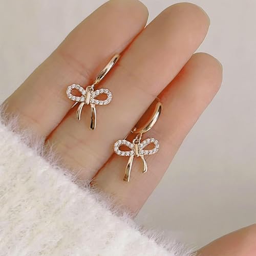 Bow Earrings Red Earrings for Women Dangle Cute Earrings Red Stuff Jewelry Outfits Accessories Gifts for Girls - color: C1:gold bow earrings