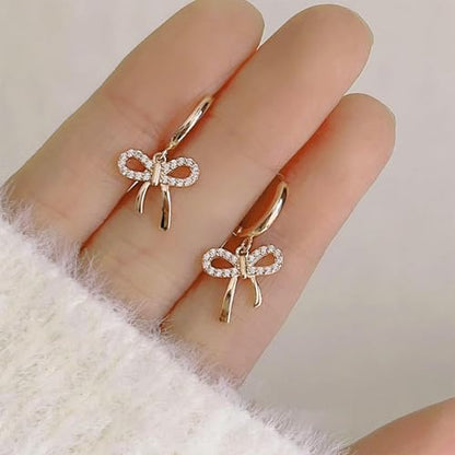Bow Earrings Red Earrings for Women Dangle Cute Earrings Red Stuff Jewelry Outfits Accessories Gifts for Girls - color: C1:gold bow earrings