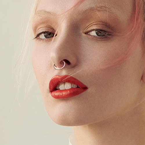 GAGABODY Septum Ring 16 Gauge Earrings Daith Jewelry Surgical Steel Hinged Nose Rings Nose Hoop Cartlidge Earring Hoop Helix Rook Piercing Jewelry - color: Style2:1pc Silver with blue white purple mix opal.