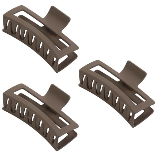 3Pcs Jumbo Hair Claw Clips for Thick Hair, 5 Inches Extra Large Non-Slip Hair Claws Rectangle Hair Clips for Buns Ponytails Strong Hold Hair Accessories for Women Girls - color: Color_04