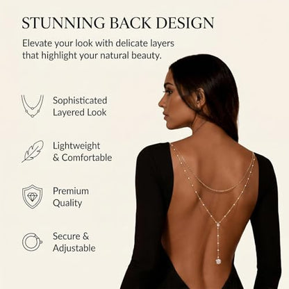 Back Necklace for Backless Dress Rhinestone Body Chain Jewelry for Women Backdrop Necklace Bridal Dress Crystal Wedding Jewelry Gift - color: A1:SetA