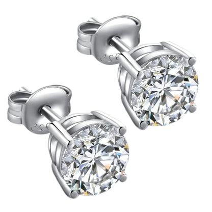925 Sterling Silver Stud Earrings for Unisex, Stud Earring with 5A+ Cubic Zirconia Hypoallergenic Earrings for Women Men 4MM-8MM - size: 5mm