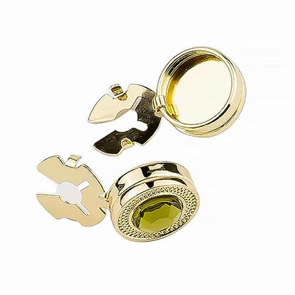 Mens Button Covers Tuxedo Shirt Cufflinks Alternative | Fake cufflinks and alternative fashion jewelry accessories for mens formal business dress shirts suits and groomsmen - color: H Golden brown
