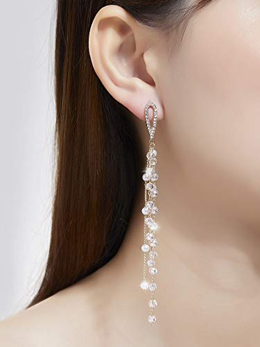 Kruckel Long Dangle Earrings for Women, White Floral Pearl-Inspired | Pearl Drop Earrings, Lightweight Gold-Tone Jewelry for Weddings, Parties, Bridesmaids, Birthdays and Occasion Gifts - color: Silver, Pearl White, Gold