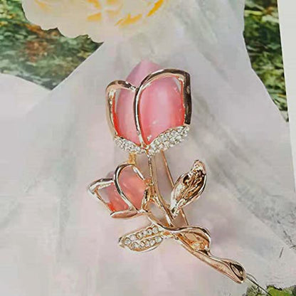 Lavender flower brooch crystal rhinestone tulip brooch elegant accessories jewelry women brooches and pins fashion jewelry wedding flowers lapel pin - color: Pink Tulips