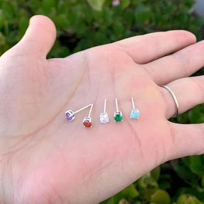 1 Pair Adabele Authentic Sterling Silver Birthstone Stud Earrings 4mm/0.25 Carat Tiny Cubic Zirconia Imitation Diamond Gemstone Hypoallergenic Nickel Free Tarnish Resistant Women Men Jewelry - color: October