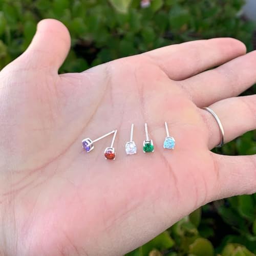 1 Pair Adabele Authentic Sterling Silver Birthstone Stud Earrings 4mm/0.25 Carat Tiny Cubic Zirconia Imitation Diamond Gemstone Hypoallergenic Nickel Free Tarnish Resistant Women Men Jewelry - color: May