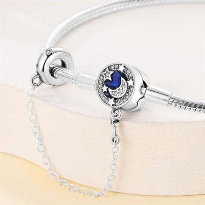 KUNSIR 925 Sterling Silver Snake Chain Bracelet with Safety Chain Charm Bracelets for Women Teen - style: PAB006