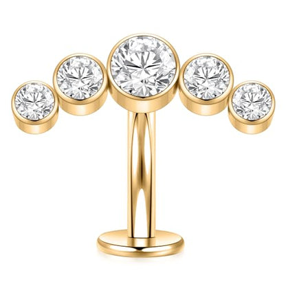 G23 Titanium Belly Jewelry 14G Flat Bottom Floating Belly Button Rings Curved Belly Barbell Navel Ring Belly Piercing 8/10/12/14mm Navel Rings Belly Piercings Jewelry for Women - color: Style5:Gold,5 Round CZ
