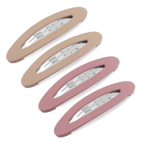 4PCS Large Snap Hair Clips for Women, Barrettes for Girls, Matte Snap Clips, Hair Pins - Medium Size (3.5Inch, Pink) - color: Pink, size: 4 Count (Pack of 1)