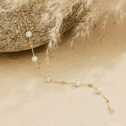 Pearl Bracelets for Women Dainty Baroque Pearl Bracelet White Bridesmaid Bridal Bracelet Wedding Jewelry Gifts for Mother Daughter Matching Outfits - color: A4:pearl bracelet