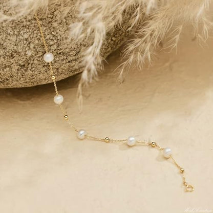 Pearl Bracelets for Women Dainty Baroque Pearl Bracelet White Bridesmaid Bridal Bracelet Wedding Jewelry Gifts for Mother Daughter Matching Outfits - color: A4:pearl bracelet