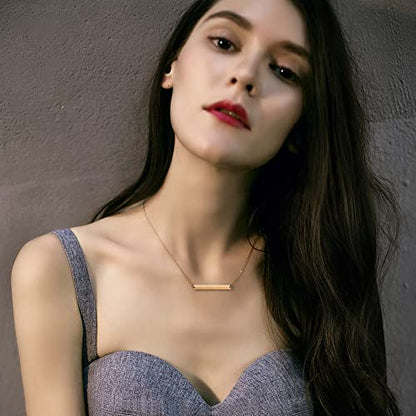 Multi Gold Bar Necklace for Women Vertical/Horizontal Bar Pendant Necklaces with Adjustable Chain Necklace Adult Jewelry - color: 14K Gold