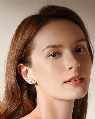 Tornito 10-15 Pairs Clip on Stud Earrings Non Pierced Teardrop Round Square CZ Pearl Twist Knot Flower Butterfly Heart Star Rainbow Cat Opal Clip on Earrings for Women - color: D: 15 Pairs Gold Tone