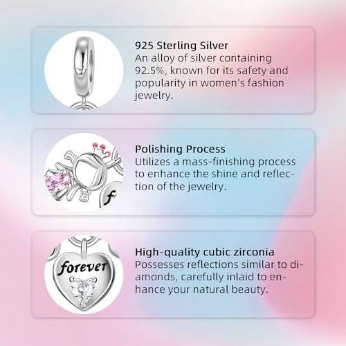 Bible Family Mom Wife Love Heart Dangle Charm 925 Sterling Silver Charms fits Bracelets and Necklace Pendant Bead Charms Jewelry Present for Women Family Friends - style: Forever Love Crown Couple Charm
