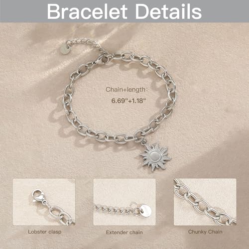 10 PCS Bracelets for Women Stainless Steel Chain Link Bracelet Set | 6.7 Inches with Extender, Jewelry Gifts for DIY, Chains Bulk, Oval, Curb, Figaro Chains, 18K Gold Plated, Silver, Chunky - color: Rolo Silver