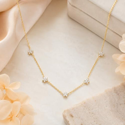 Dainty Silver Gold Necklaces for Women Cute Station Choker Simulated Diamond Necklace Simple Layering CZ Necklace Trendy Jewelry Gifts - color: Gold, style: Star
