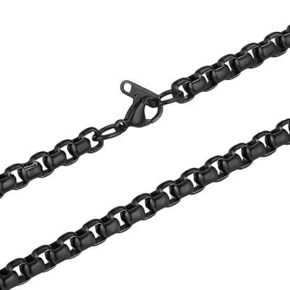 HZMAN 2-6mm Rolo Chain for Men Women Stainless Steel Men's Chain Necklace Round Box Link Chain Necklace 16-30 Inch - color: Black, size: 20in, style: 2mm