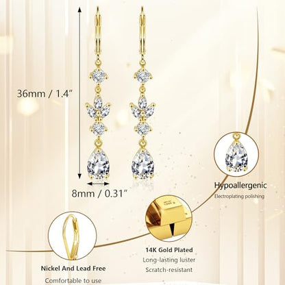 Silver Dangle Double Hoop Earrings For Women Paperclip Link Earring | Drop Small Silver Earrings Square Huggie Paperclip Dangly Hoop Silver Hoops Earrings Jewelry - color: Gold Wedding