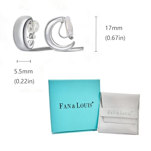 FAN&LOUIS Gold Silver Clip On Hoop Earrings,14K Gold Plated Chunky Gold Small Huggie Hoops Clip-On Earrings for Women│Small Wide Round Hoop Clip On Earrings - style: Gold and Sliver
