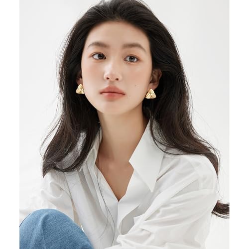Statement Chunky Gold Earrings for Women Unique Square Stainless Steel Heaven Mayhem Button Stud Earrings Trendy Jewelry - style: Gold Triangle