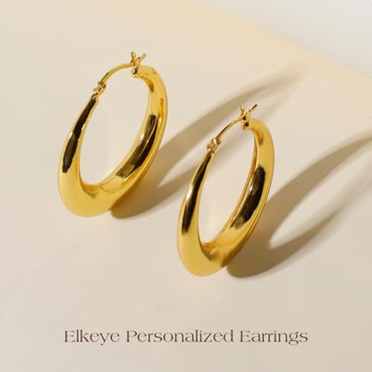 Golden Hoop Earrings For Women The Twisted Close-Fitting Hoop Shape Is Crafted With Gold-Plated Material And S925 Silver Pins Light Luxury Elegant Unique And Minimalist Style - color: GEE4019-Gold
