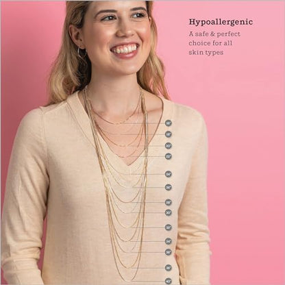 KEZEF 18K Gold Plated 925 Sterling Silver Box Chain Necklace for Women, 1mm Thin & Sturdy Italian Chain Necklace, Rose Gold & Silver Available, 15/16/18/20/22/24/30 - Inch - color: Gold, size: 24 Inch