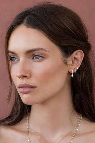 Freekiss 3 Pairs Hoop Earrings Set - Dainty Stud Dangle Cartilage for Women | Hypoallergenic Earrings, Cubic Zirconia Stackable Trendy Small Set Jewelry Gifts for Women - style: Rounded cz-SL
