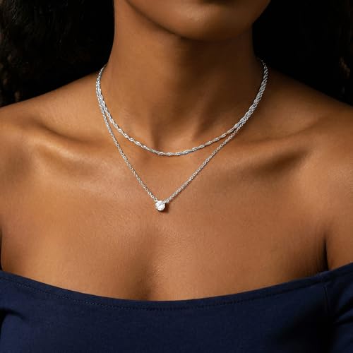 Unisex Celestial Gold Pendant Necklaces, Sun/Moon/Star/Angle Celestial Elements Unisex Choker Gold Lover Chains for Men and Women Jewelry - color: Layer - Silver Diamond