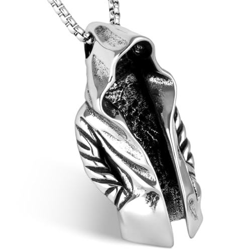 Stainless Steel Gothic Y2K Punk Rock Emo Biker Pendant Necklace | Cosplay Vintage Viking Alt Edgy Fashion Charm Necklace Jewelry for Men Women Active Daily Wear - style: Wizard Cloak