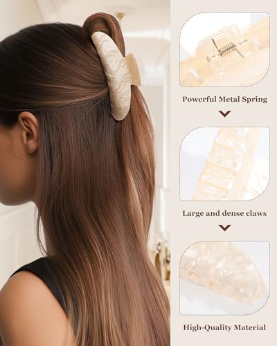 Molans 3PCS Hair Claw Clips Acrylic Clamps for women - Non-slip Strong Hold Barrettes for Thin Thick Hair, Medium hair clips Accessories - color: Brown group