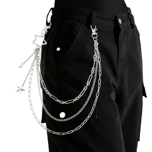 Goth Pants Chain Charms for Women Men Punk Layered Jean Chains Gothic Y2k Pocket Chain for Women Hip Hop Waist Chains - color: Star3